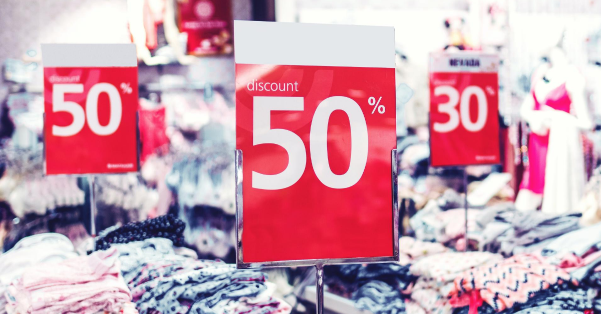 red retail sale signs clothing