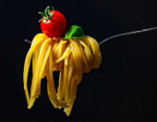 Spaghetti and Tomato on Fork